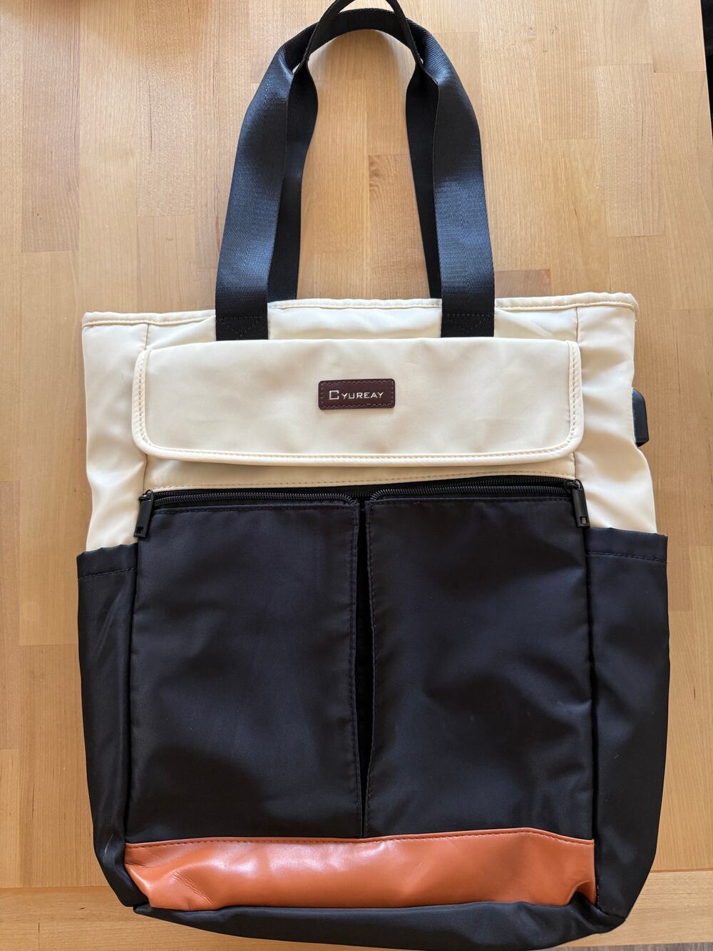 Cyureay Laptop Bag Convertible Tote Backpack Travel Black Tan